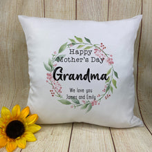 Load image into Gallery viewer, Grandma Wreath - Personalised Mother's Day Cushion