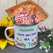 Load image into Gallery viewer, I Love You Lots Like Jelly Tots Personalised Enamel Mug