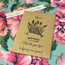 Load image into Gallery viewer, Mum Thank You For Helping Me Grow Mini Kraft Envelope with Wildflower Seeds-2-The Persnickety Co
