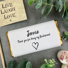 Load image into Gallery viewer, Personalised Bridesmaid Chocolate Bar
