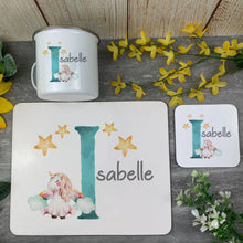 Load image into Gallery viewer, Unicorn Enamel Mug, Placemat and Coaster