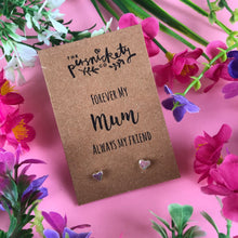 Load image into Gallery viewer, Forever My Mum Always My Friend Heart Earrings-4-The Persnickety Co