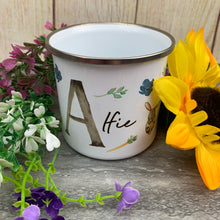 Load image into Gallery viewer, Easter Spring Bunny Initial Enamel Mug