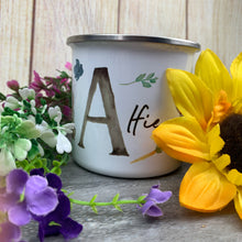 Load image into Gallery viewer, Easter Spring Bunny Initial Enamel Mug-The Persnickety Co
