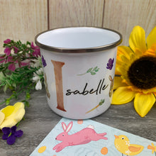 Load image into Gallery viewer, Spring Easter Bunny Initial Enamel Mug-The Persnickety Co