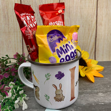 Load image into Gallery viewer, Spring Easter Bunny Initial Enamel Mug
