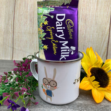 Load image into Gallery viewer, Easter Rabbits Personalised Enamel Mug