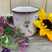 Load image into Gallery viewer, Easter Bunnies Personalised Enamel Mug
