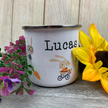 Load image into Gallery viewer, Easter Bunnies Personalised Enamel Mug