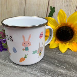Easter Bunnies Personalised Enamel Mug