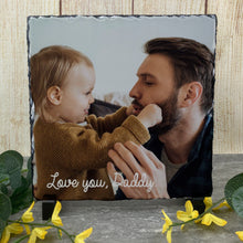 Load image into Gallery viewer, Personalised Photo Slate Coaster | Add Text & 4 Photos