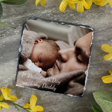 Load image into Gallery viewer, Personalised 1st Valentines Day Slate Coaster