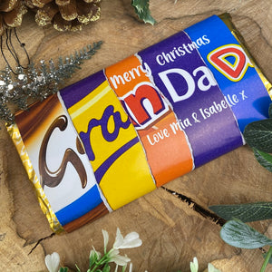 Merry Christmas  Grandad Novelty Personalised Chocolate Bar