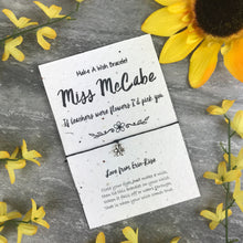 Load image into Gallery viewer, Teacher Gift, Teacher Wish Bracelet, Teaching Assistant Wish Bracelet, Wish Bracelet, Charm Bracelet, Plantable Seed Card,