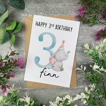 Load image into Gallery viewer, Elephant Personalised Birthday Card