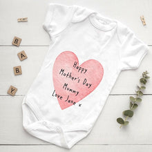 Load image into Gallery viewer, Personalised Happy Mothers Day Love Heart Baby Vest and Bib