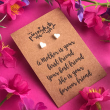 Load image into Gallery viewer, A Mother Is Your First Friend - Heart Earrings - Gold / Rose Gold / Silver-4-The Persnickety Co
