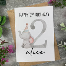 Load image into Gallery viewer, Elephant Happy Birthday Personalised Card