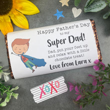 Load image into Gallery viewer, Happy Father's Day Super Dad Personalised Chocolate Bar