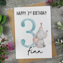 Load image into Gallery viewer, Elephant Personalised Birthday Card