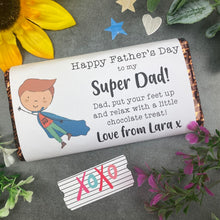 Load image into Gallery viewer, Happy Father's Day Super Dad Personalised Chocolate Bar
