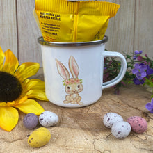 Load image into Gallery viewer, Easter Wreath Enamel Mug - Girl Rabbit
