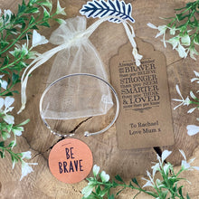 Load image into Gallery viewer, Always Remember You Are Braver Than You Believe Feather Bangle-9-The Persnickety Co
