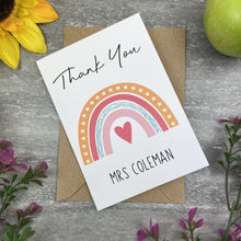 Load image into Gallery viewer, Personalised 'Thank You Teacher' Rainbow and Heart Card