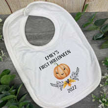 Load image into Gallery viewer, First Halloween Pumpkin Baby Bib