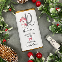 Load image into Gallery viewer, Personalised Snow Girl Initial Chocolate Bar-The Persnickety Co