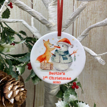 Load image into Gallery viewer, Snowman 1st Christmas Hanging Decoration