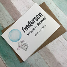Load image into Gallery viewer, Welcome To The World Baby Boy Card - Personalised-5-The Persnickety Co