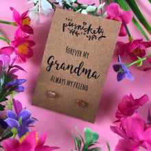 Load image into Gallery viewer, Forever My Grandma Always My Friend Heart Earrings-3-The Persnickety Co
