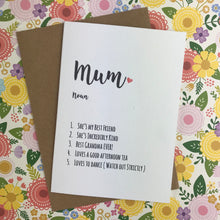 Load image into Gallery viewer, Mother's Day Card Personalised Mum Definition-3-The Persnickety Co