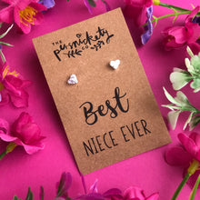 Load image into Gallery viewer, Best Niece Ever - Heart Earrings - Gold / Rose Gold / Silver-7-The Persnickety Co