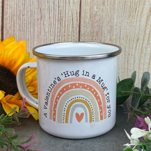 Load image into Gallery viewer, Enamel Hug In a Mug Rainbow Mug