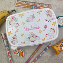 Load image into Gallery viewer, Personalised Unicorn Lunchbox - White