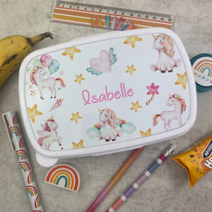 Personalised Unicorn Lunchbox - White