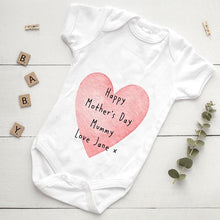Load image into Gallery viewer, Personalised Happy Mothers Day Love Heart Baby Vest and Bib