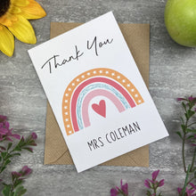 Load image into Gallery viewer, Personalised 'Thank You Teacher' Rainbow and Heart Card