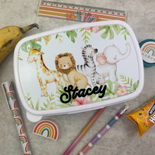 Load image into Gallery viewer, Personalised Jungle Animals Lunchbox