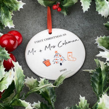 Load image into Gallery viewer, Personalised First Christmas As Mr & Mrs Hanging Decoration-4-The Persnickety Co