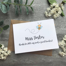 Load image into Gallery viewer, Personalised Bee Teacher Card-10-The Persnickety Co