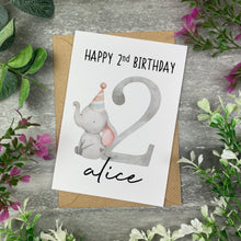 Load image into Gallery viewer, Elephant Happy Birthday Personalised Card