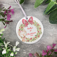 Load image into Gallery viewer, Personalised Cute Fox 1st Christmas Hanging Decoration