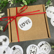 Load image into Gallery viewer, 24 Love Valentine Stickers - Black & White