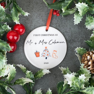 Personalised First Christmas As Mr & Mrs - Hanging Decoration-6-The Persnickety Co