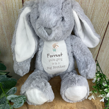Load image into Gallery viewer, Big Brother/Sister Reveal Grey Bunny Rabbit Soft Toy