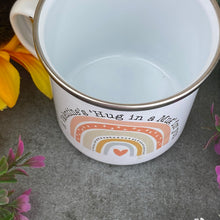 Load image into Gallery viewer, Enamel Hug In a Mug Rainbow Mug