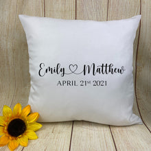 Load image into Gallery viewer, Personalised Heart Name Couples Cushion